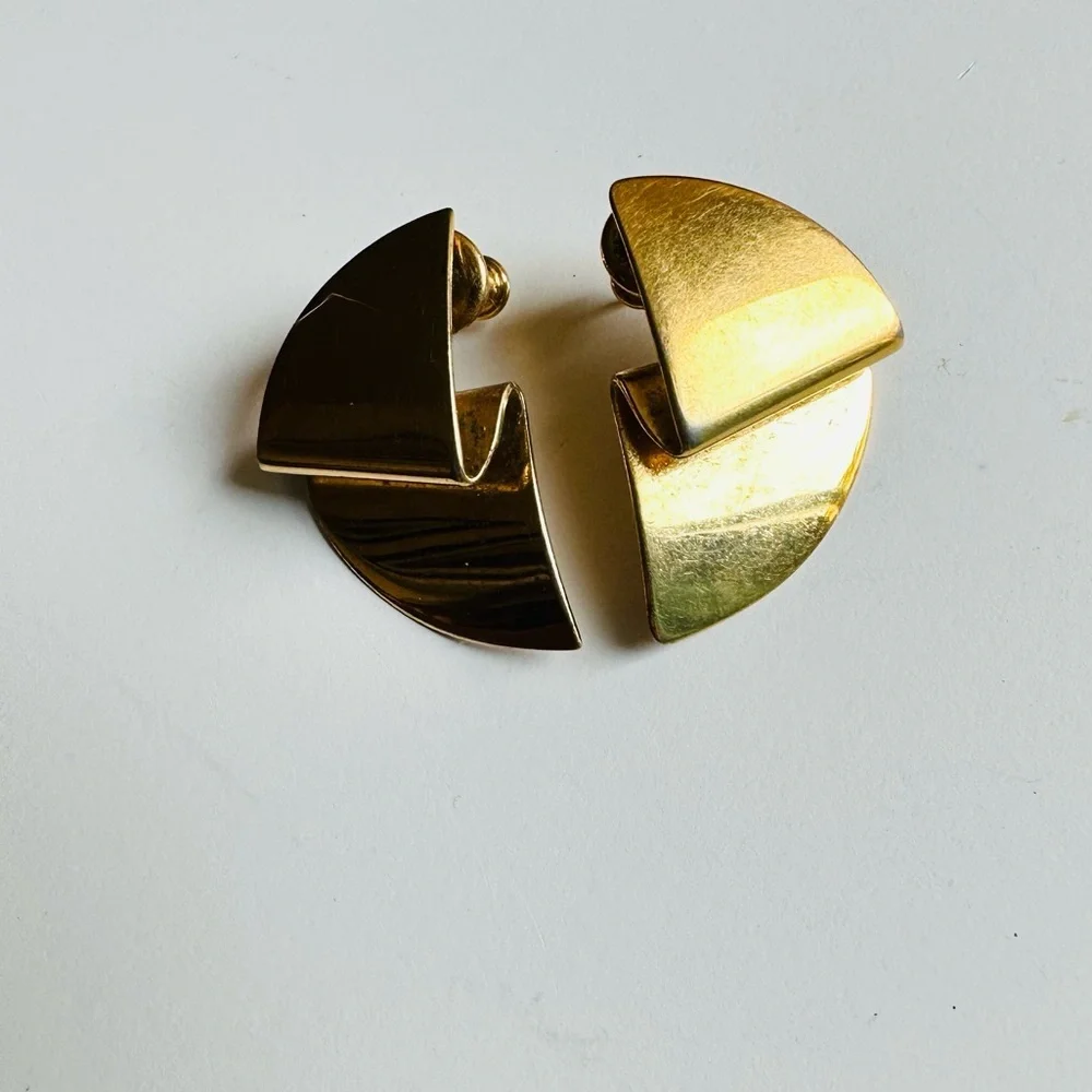 Vintage Monet Geometrical Folded Earrings